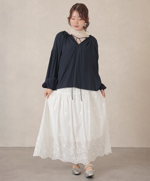 Lace Ladies（レースレディース）の「フロント リボン ギャザー ボリュームスリーブ ブラウス（シャツ/ブラウス・レディース・ホワイト/ワインレッド/ネイビー・FREE）」の14枚目の写真