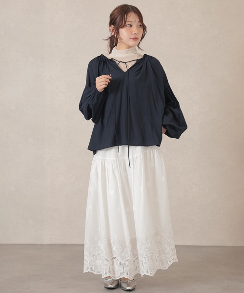 Lace Ladies（レースレディース）の「フロント リボン ギャザー ボリュームスリーブ ブラウス（シャツ/ブラウス・レディース・ホワイト/ワインレッド/ネイビー・FREE）」の16枚目の写真