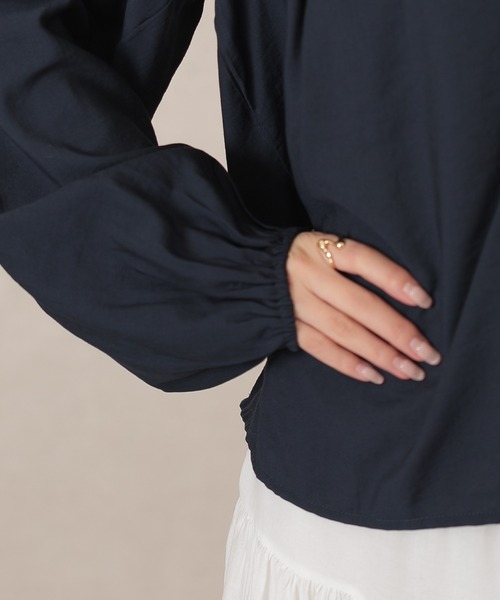 Lace Ladies（レースレディース）の「フロント リボン ギャザー ボリュームスリーブ ブラウス（シャツ/ブラウス・レディース・ホワイト/ワインレッド/ネイビー・FREE）」の5枚目の写真