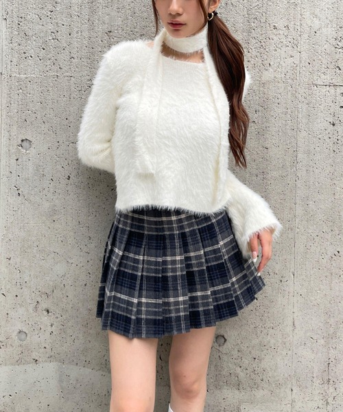 3.3 Field Trip （3.3フィールドトリップ）の「3.3 Field Trip／シャギーストールニット（ニット/セーター・レディース・グレー/ブラック/アイボリー・FREE）」の8枚目の写真