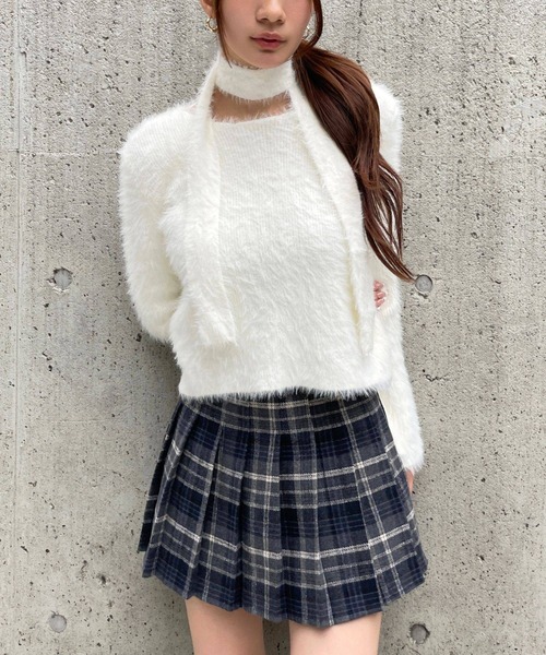 3.3 Field Trip （3.3フィールドトリップ）の「3.3 Field Trip／シャギーストールニット（ニット/セーター・レディース・グレー/ブラック/アイボリー・FREE）」の9枚目の写真