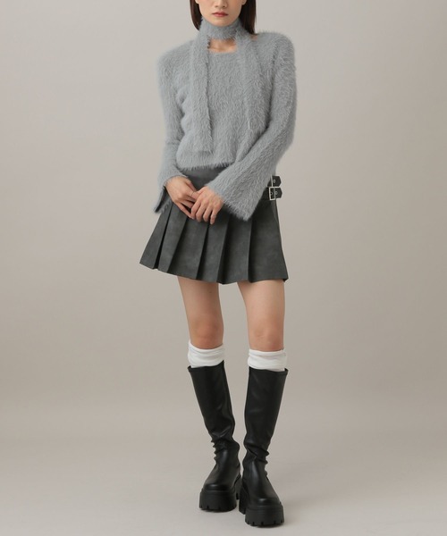 3.3 Field Trip （3.3フィールドトリップ）の「3.3 Field Trip／シャギーストールニット（ニット/セーター・レディース・グレー/ブラック/アイボリー・FREE）」の10枚目の写真