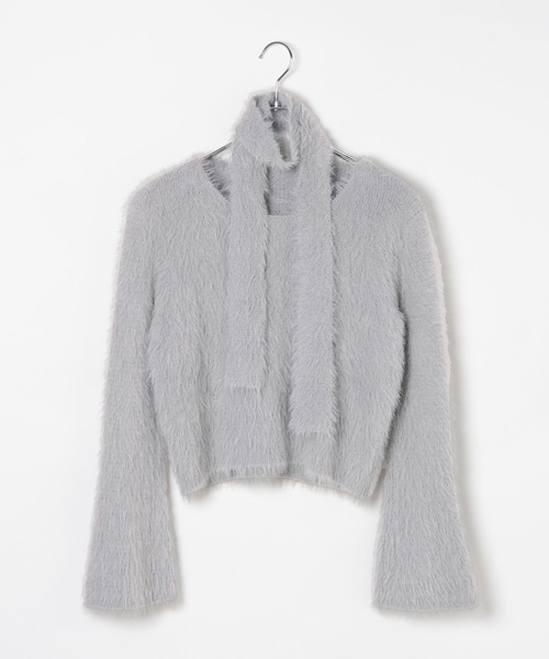 3.3 Field Trip （3.3フィールドトリップ）の「3.3 Field Trip／シャギーストールニット（ニット/セーター・レディース・グレー/ブラック/アイボリー・FREE）」の15枚目の写真