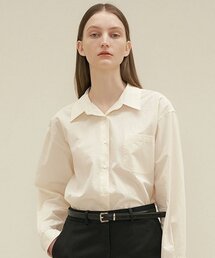 pocket bio poplin shirt-cream