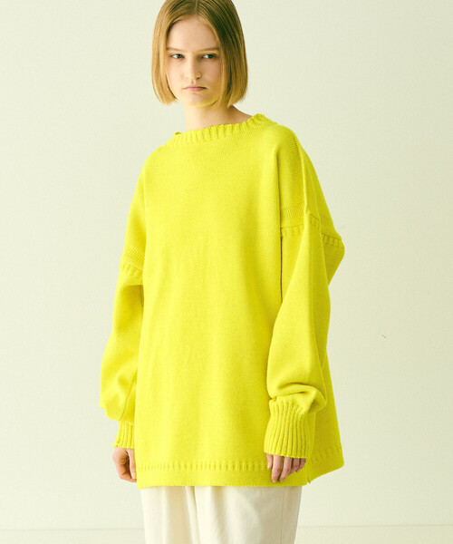 Le Tricoteur(ルトリコチュール)の「Le Tricoteur | トラディショナル ウールガンジーセーター NEON UNISEX(ニット/セーター・レディース・イエロー/ピンク・50/48/52)」の5枚目の写真