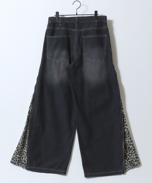 SITRY(シトリー)の「Remake Like Denim Pants/リメイク風 サイドライン レオパード カモフラ デニムパンツ バギーデニムパンツ ワイドデニムパンツ(デニムパンツ・メンズ・ネイビー/ブラック/ブラック系その他/ブルー・M/L)」の6枚目の写真
