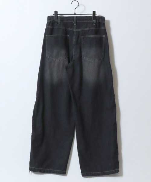 SITRY(シトリー)の「Remake Like Denim Pants/リメイク風 サイドライン レオパード カモフラ デニムパンツ バギーデニムパンツ ワイドデニムパンツ(デニムパンツ・メンズ・ネイビー/ブラック/ブラック系その他/ブルー・M/L)」の8枚目の写真