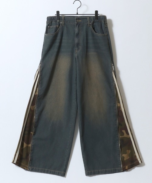 SITRY(シトリー)の「Remake Like Denim Pants/リメイク風 サイドライン レオパード カモフラ デニムパンツ バギーデニムパンツ ワイドデニムパンツ(デニムパンツ・メンズ・ネイビー/ブラック/ブラック系その他/ブルー・M/L)」の17枚目の写真