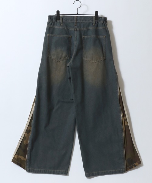 SITRY(シトリー)の「Remake Like Denim Pants/リメイク風 サイドライン レオパード カモフラ デニムパンツ バギーデニムパンツ ワイドデニムパンツ(デニムパンツ・メンズ・ネイビー/ブラック/ブラック系その他/ブルー・M/L)」の18枚目の写真