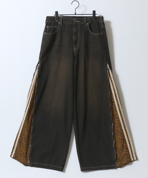 SITRY(シトリー)の「Remake Like Denim Pants/リメイク風 サイドライン レオパード カモフラ デニムパンツ バギーデニムパンツ ワイドデニムパンツ(デニムパンツ・メンズ・ネイビー/ブラック/ブラック系その他/ブルー・M/L)」の11枚目の写真