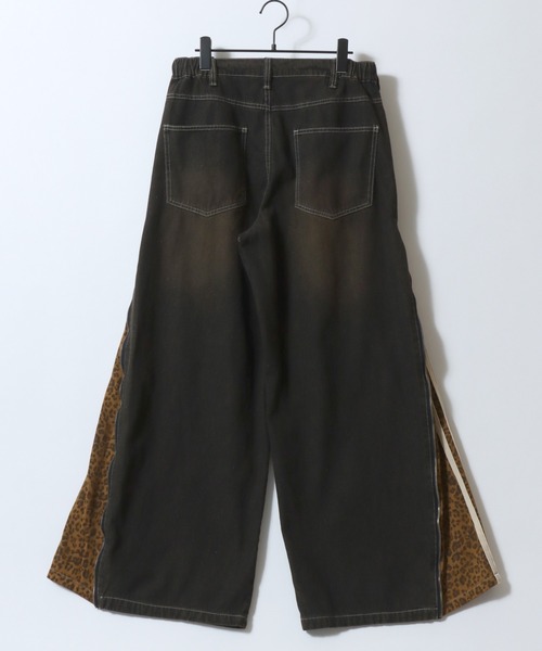 SITRY(シトリー)の「Remake Like Denim Pants/リメイク風 サイドライン レオパード カモフラ デニムパンツ バギーデニムパンツ ワイドデニムパンツ(デニムパンツ・メンズ・ネイビー/ブラック/ブラック系その他/ブルー・M/L)」の12枚目の写真