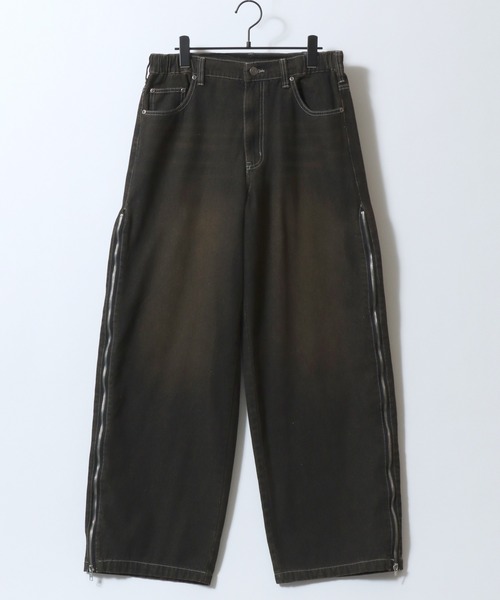 SITRY(シトリー)の「Remake Like Denim Pants/リメイク風 サイドライン レオパード カモフラ デニムパンツ バギーデニムパンツ ワイドデニムパンツ(デニムパンツ・メンズ・ネイビー/ブラック/ブラック系その他/ブルー・M/L)」の13枚目の写真