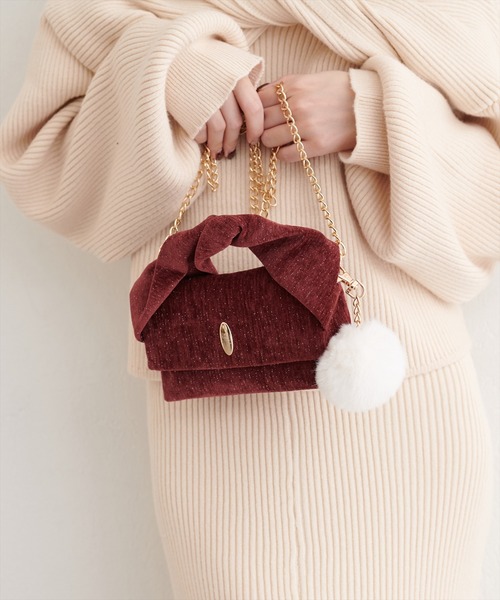 natural couture（ナチュラルクチュール）の「ねじりハンドルミニショルダー（ショルダーバッグ・レディース・アイボリー/ブラック/ボルドー/ブラウン・FREE）」の4枚目の写真