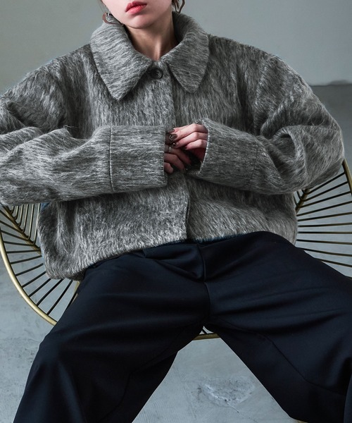 Fashion Letter(ファッションレター)の「シャギー ショートブルゾン(その他アウター・レディース・ブラック/グレー・M)」の1枚目の写真