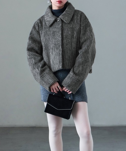 Fashion Letter(ファッションレター)の「シャギー ショートブルゾン(その他アウター・レディース・ブラック/グレー・M)」の3枚目の写真