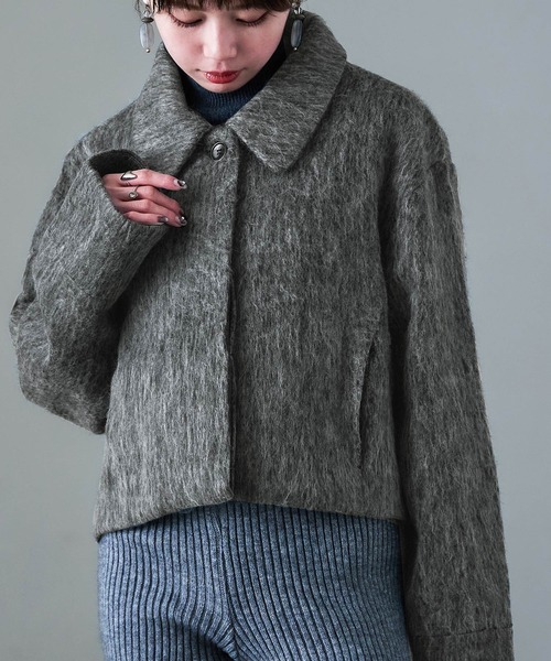 Fashion Letter(ファッションレター)の「シャギー ショートブルゾン(その他アウター・レディース・ブラック/グレー・M)」の4枚目の写真
