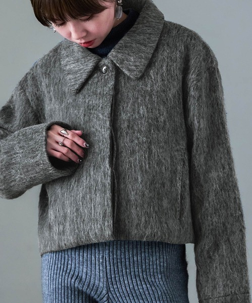 Fashion Letter(ファッションレター)の「シャギー ショートブルゾン(その他アウター・レディース・ブラック/グレー・M)」の6枚目の写真