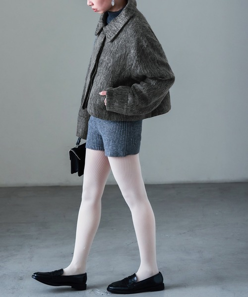 Fashion Letter(ファッションレター)の「シャギー ショートブルゾン(その他アウター・レディース・ブラック/グレー・M)」の7枚目の写真