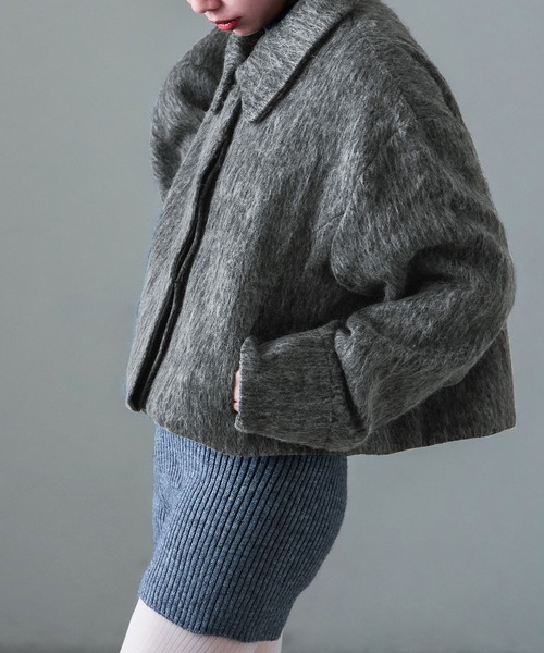 Fashion Letter(ファッションレター)の「シャギー ショートブルゾン(その他アウター・レディース・ブラック/グレー・M)」の8枚目の写真