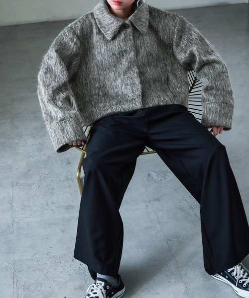 Fashion Letter(ファッションレター)の「シャギー ショートブルゾン(その他アウター・レディース・ブラック/グレー・M)」の12枚目の写真