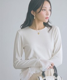 <大きいサイズ>袖口オーガンジー使いデザイントップス marun