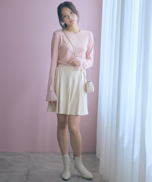 marun（マルン）の「＜大きいサイズ＞袖口オーガンジー使いデザイントップス marun（Tシャツ/カットソー・レディース・ピンク/オフホワイト・4L/3L/LL/L/5L）」の16枚目の写真