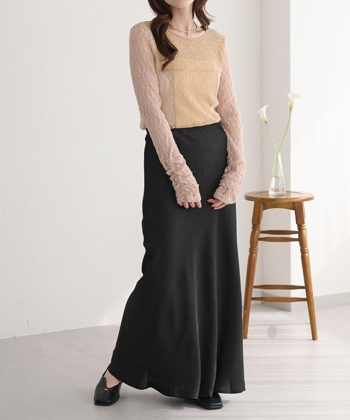 raffime(ラフィミー)の「バイアスサテンストレッチナロースカート(スカート・レディース・ブラック/アイボリー・SMALL/MEDIUM)」の12枚目の写真