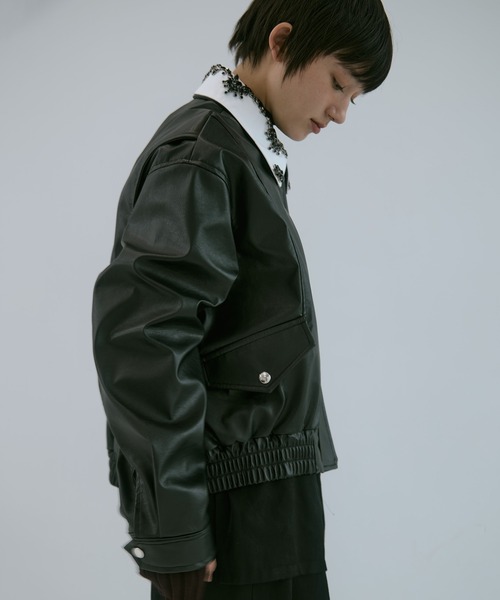 tanakadaisuke/タナカダイスケ】crystal bijou collar 2WAY blouson