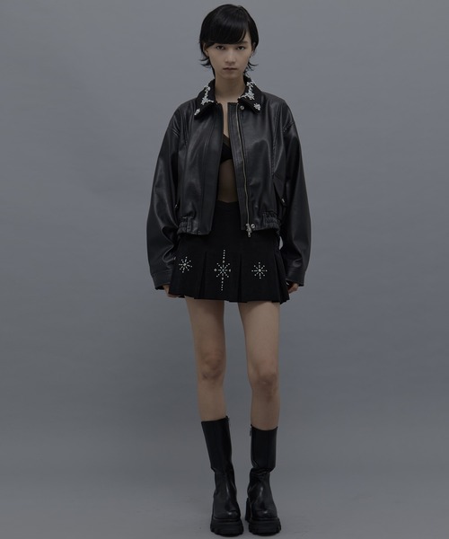 tanakadaisuke/タナカダイスケ】crystal bijou collar 2WAY blouson