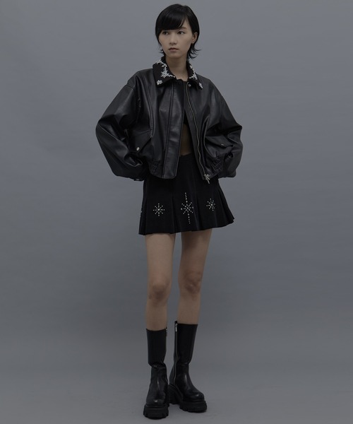 tanakadaisuke/タナカダイスケ】crystal bijou collar 2WAY blouson tanakadaisuke/タナカダイスケ】crystal bijou collar 2WAY blouson