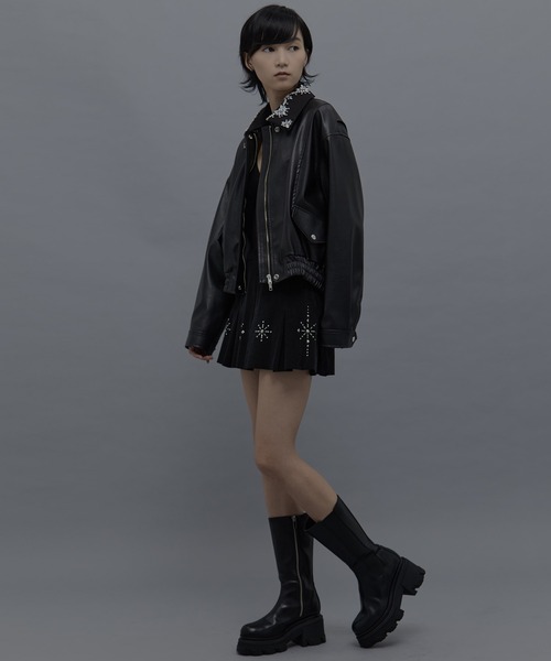 tanakadaisuke（タナカダイスケ）の「【tanakadaisuke/タナカダイスケ】crystal bijou collar 2WAY blouson/クリスタルビジュー2WAYブルゾン（ブルゾン・レディース・ホワイト/ブラック・FREE）」の16枚目の写真