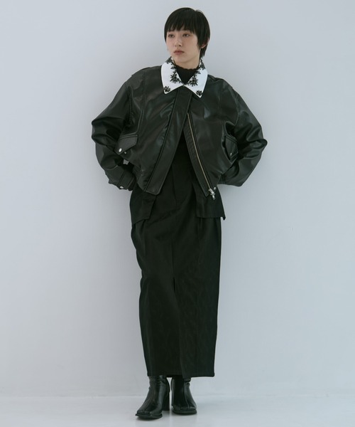 tanakadaisuke/タナカダイスケ】crystal bijou collar 2WAY blouson