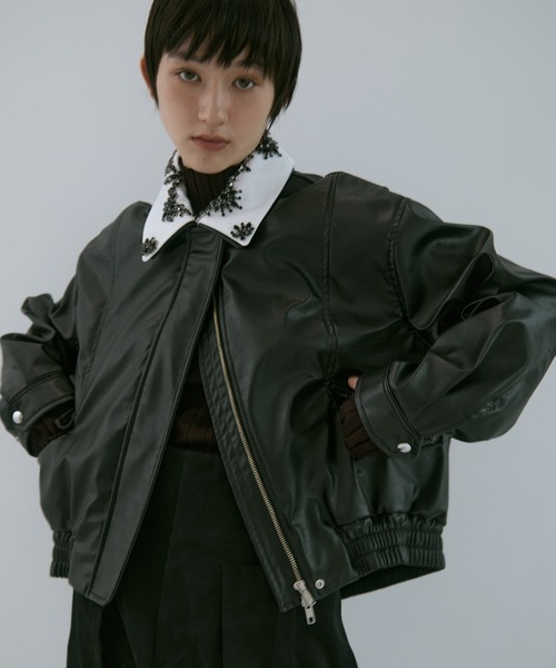 tanakadaisuke/タナカダイスケ】crystal bijou collar 2WAY blouson