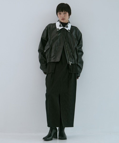 tanakadaisuke/タナカダイスケ】crystal bijou collar 2WAY blouson