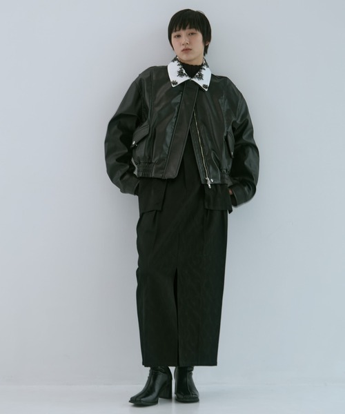 tanakadaisuke（タナカダイスケ）の「【tanakadaisuke/タナカダイスケ】crystal bijou collar 2WAY blouson/クリスタルビジュー2WAYブルゾン（ブルゾン・レディース・ホワイト/ブラック・FREE）」の3枚目の写真