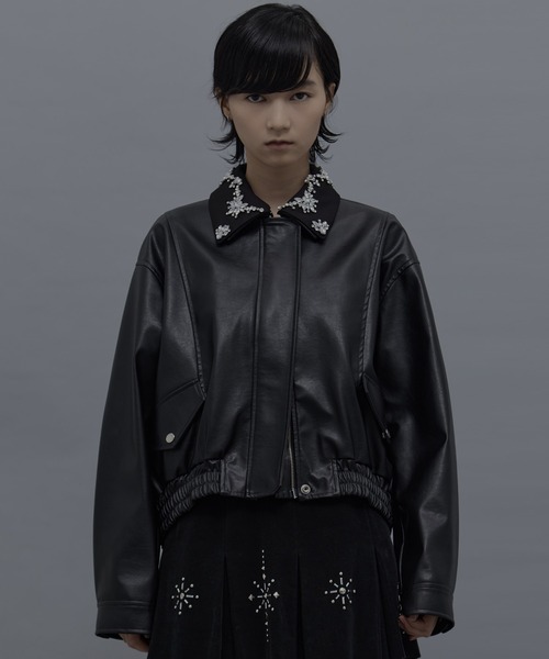 tanakadaisuke（タナカダイスケ）の「【tanakadaisuke/タナカダイスケ】crystal bijou collar 2WAY blouson/クリスタルビジュー2WAYブルゾン（ブルゾン・レディース・ホワイト/ブラック・FREE）」の15枚目の写真