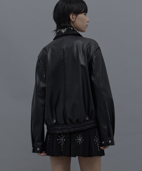 tanakadaisuke（タナカダイスケ）の「【tanakadaisuke/タナカダイスケ】crystal bijou collar 2WAY blouson/クリスタルビジュー2WAYブルゾン（ブルゾン・レディース・ホワイト/ブラック・FREE）」の13枚目の写真