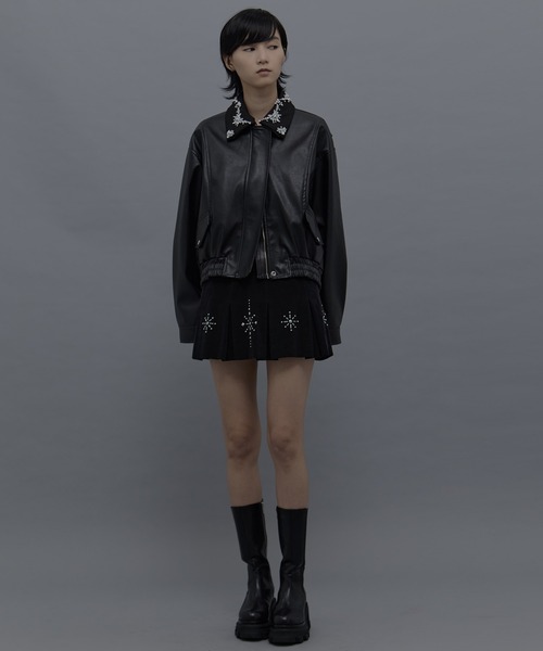 tanakadaisuke（タナカダイスケ）の「【tanakadaisuke/タナカダイスケ】crystal bijou collar 2WAY blouson/クリスタルビジュー2WAYブルゾン（ブルゾン・レディース・ホワイト/ブラック・FREE）」の18枚目の写真