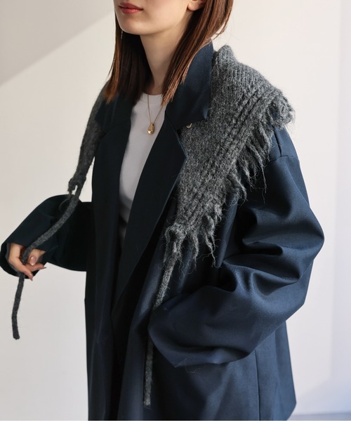 sakishimatokyo（サキシマトーキョー）の「フリンジニットショール（ストール/ショール・レディース・チャコール/ベージュ/ネイビー/アイボリー・FREE）」の3枚目の写真