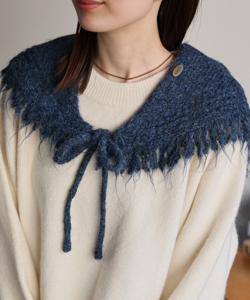 sakishimatokyo（サキシマトーキョー）の「フリンジニットショール（ストール/ショール・レディース・チャコール/ベージュ/ネイビー/アイボリー・FREE）」の8枚目の写真