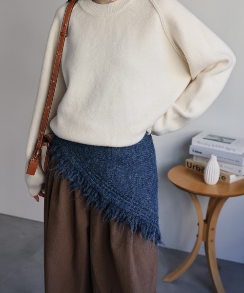 sakishimatokyo（サキシマトーキョー）の「フリンジニットショール（ストール/ショール・レディース・チャコール/ベージュ/ネイビー/アイボリー・FREE）」の9枚目の写真