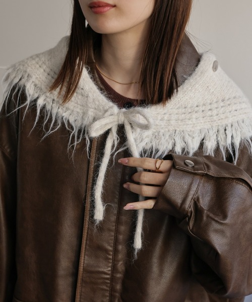 sakishimatokyo（サキシマトーキョー）の「フリンジニットショール（ストール/ショール・レディース・チャコール/ベージュ/ネイビー/アイボリー・FREE）」の21枚目の写真