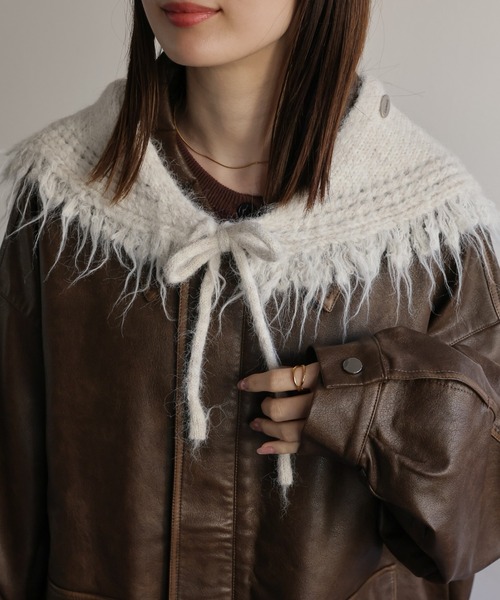 sakishimatokyo（サキシマトーキョー）の「フリンジニットショール（ストール/ショール・レディース・チャコール/ベージュ/ネイビー/アイボリー・FREE）」の19枚目の写真