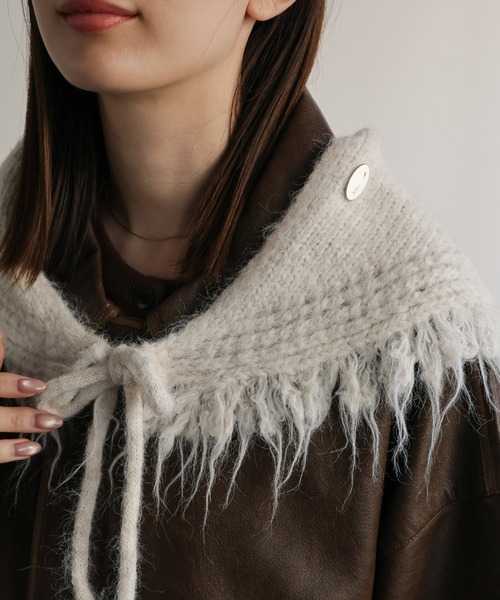 sakishimatokyo（サキシマトーキョー）の「フリンジニットショール（ストール/ショール・レディース・チャコール/ベージュ/ネイビー/アイボリー・FREE）」の6枚目の写真