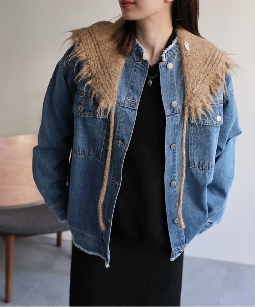 sakishimatokyo（サキシマトーキョー）の「フリンジニットショール（ストール/ショール・レディース・チャコール/ベージュ/ネイビー/アイボリー・FREE）」の12枚目の写真