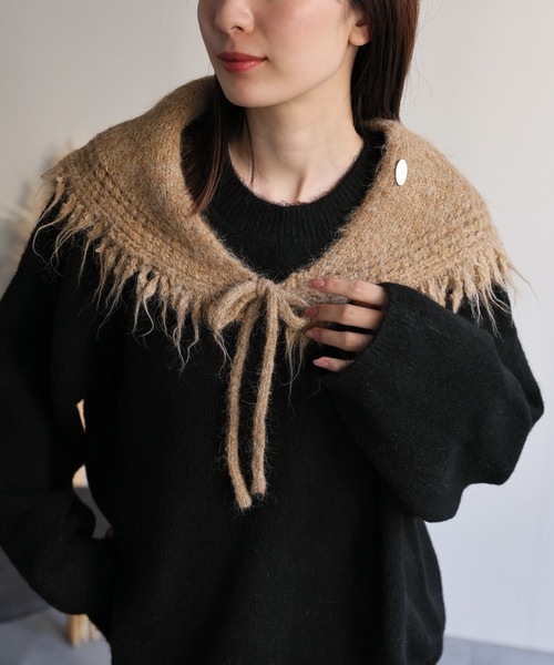 sakishimatokyo（サキシマトーキョー）の「フリンジニットショール（ストール/ショール・レディース・チャコール/ベージュ/ネイビー/アイボリー・FREE）」の11枚目の写真