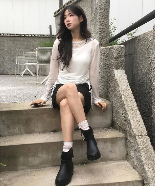 MONGDOL（モンドル）の「[セット] サイドシャーリングレイヤードTシャツ ホワイト MDTS067WHITE（Tシャツ/カットソー・レディース・その他・F）」の11枚目の写真