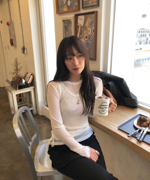 MONGDOL（モンドル）の「[セット] サイドシャーリングレイヤードTシャツ ホワイト MDTS067WHITE（Tシャツ/カットソー・レディース・その他・F）」の15枚目の写真