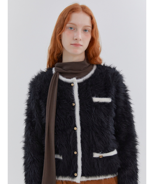 ANOETIC(アノエティック)の「ANGORA KNIT JACKET_BLACK(カーディガン/ボレロ・レディース・ブラック・FREE)」の2枚目の写真