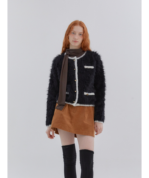 ANOETIC(アノエティック)の「ANGORA KNIT JACKET_BLACK(カーディガン/ボレロ・レディース・ブラック・FREE)」の4枚目の写真
